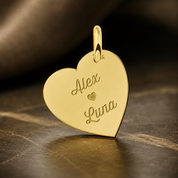 Gouden minimalistische hart hanger met namen