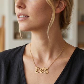 14 karaats gouden naamketting met eigen naam en Figaro ketting