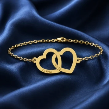 Gouden Naamarmbanden set hartjes