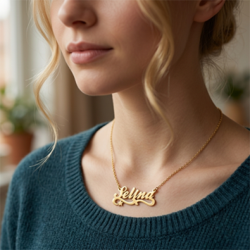 Massief 14 karaats gouden naamketting met eigen naam