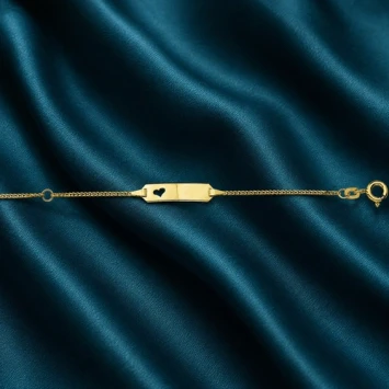14 karaat gouden plaatarmbandje met uitgesneden hartje en gravure