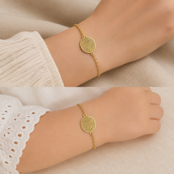 Gouden schakel armband met vingerafdruk op ovaal