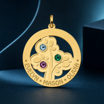 Gouden Stamboom met 3 geboortestenen