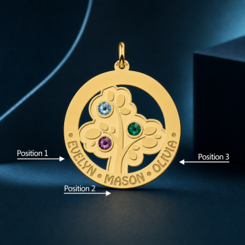 Gouden Stamboom met 3 geboortestenen