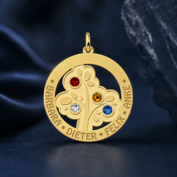 Gouden Stamboom met 4 geboortestenen
