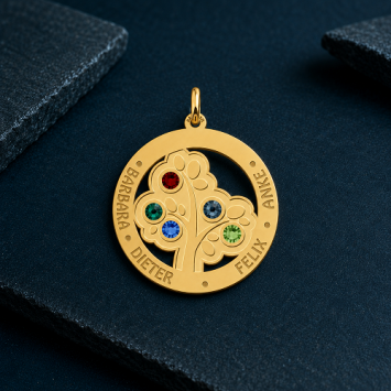 Gouden Stamboom met 5 geboortestenen
