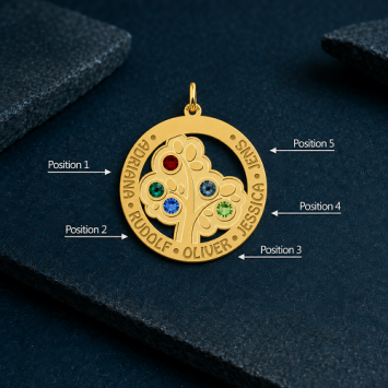 Gouden Stamboom met 5 geboortestenen