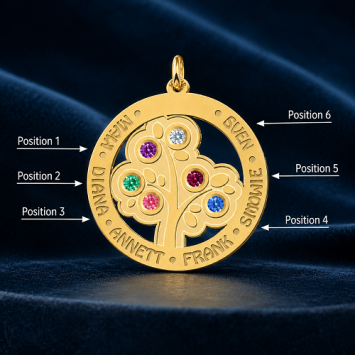 Gouden Stamboom met 6 geboortestenen