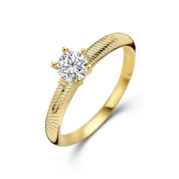 Gouden vingerafdruk ring met zirkonia