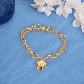 Goudkleurige RVS as armband met ster bedel en schroefdopje