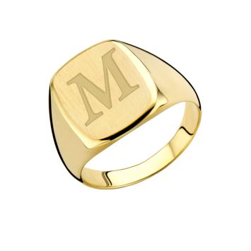 Rechthoekige Gouden zegelring met initialen