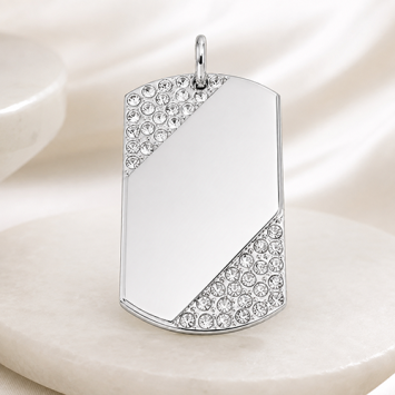 ID Stone Slant hanger met siersteentjes en gravure