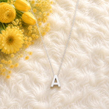 Ketting 1.3mm - 42cm zilver met 1 initiaal
