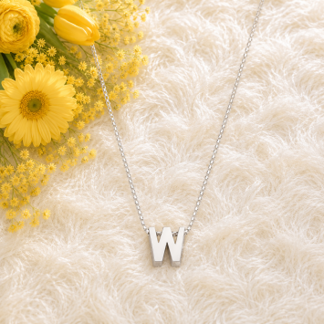 Ketting 1.3mm - 42cm zilver met 1 initiaal