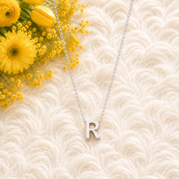 Ketting 1.3mm - 42cm zilver met 1 initiaal