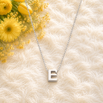 Ketting 1.3mm - 42cm zilver met 1 initiaal
