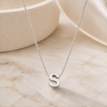 Ketting 1.3mm - 45cm zilver met 1 initiaal of symbool