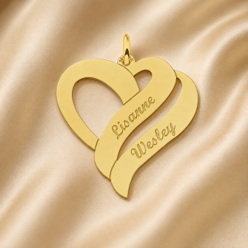 Ketting hanger goud dubbel hart groot