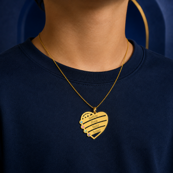 Ketting hanger goud vier namen en geboortestenen