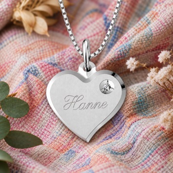 Ketting hanger hart sierlijk met zirkonia steen