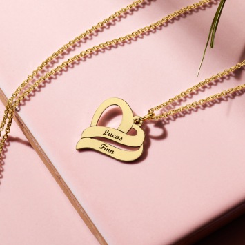Ketting hanger hartvorm goud met twee namen