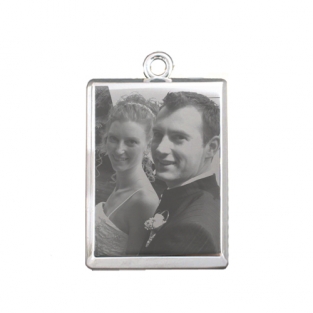 Ketting met foto hanger rechthoek 18 x 22,4mm
