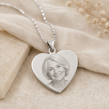 Ketting met foto hanger hart 26x27mm