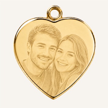 Ketting met foto hanger hart goudkleurig metaal