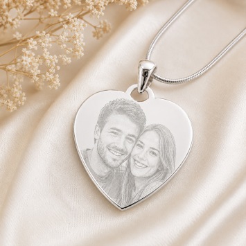 Ketting met foto hanger hart