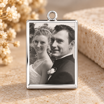 Ketting met foto hanger rechthoek 18 x 22,4mm