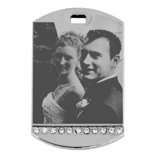 Ketting met foto hanger ID steentjes onder