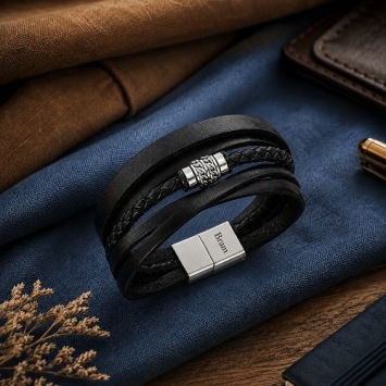 Leo Marco armband met 5 leren banden