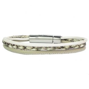 B&L Driedubbel leren slang armband ruw