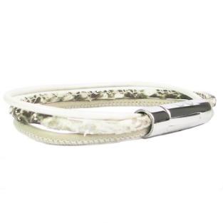 B&L Driedubbel leren slang armband ruw