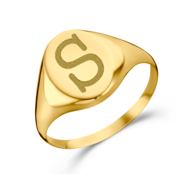 Ovale Gouden zegelring met een initiaal Names4Ever