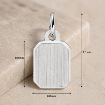 Rechthoekige zilveren hanger 8x6mm