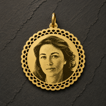 Ronde gouden fotohanger met sierlijke rand