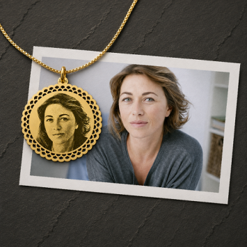 Ronde gouden fotohanger met sierlijke rand