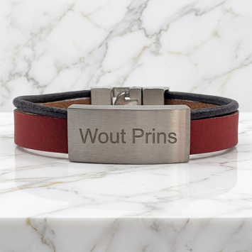Roodbruin leren as armband met schuif