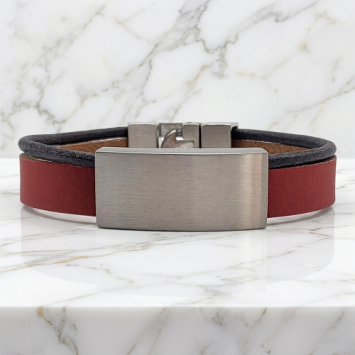 Roodbruin leren as armband met schuif