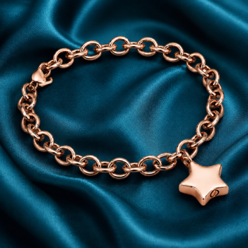 Rosé RVS as armband met ster bedel en schroefdopje