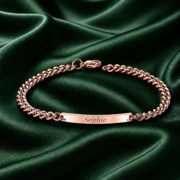 Rosé stalen armband met plaat