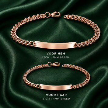 Rosé stalen koppel armbanden set