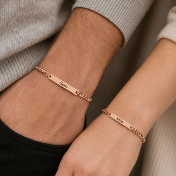 Rosé stalen koppel armbanden set