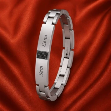 RVS armband met carbon-look vak