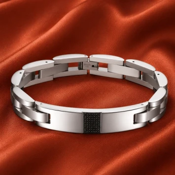 RVS armband met carbon-look vak