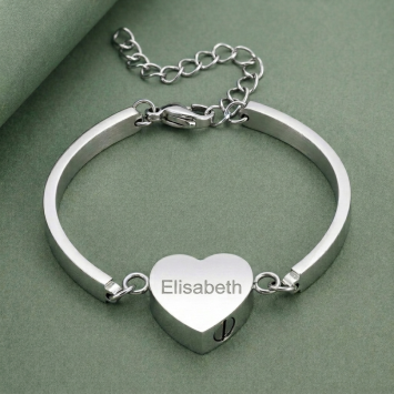 RVS as armband met hart met platte RVS band