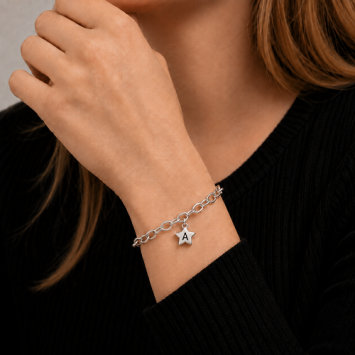 RVS as armband met ster bedel en schroefdopje