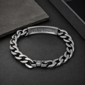 RVS asarmband met open askamer en gravure