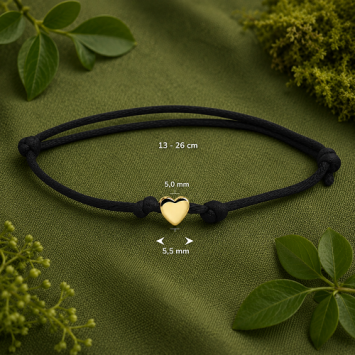 Satijn gevlochten dames armbandje met gouden hartje